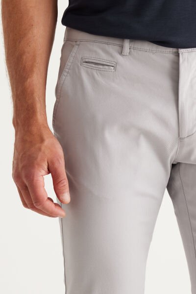 Altınyıldız 4A0123200095 Taş Erkek Erkek Slim Fit Dar Kesim Yan Cepli Pamuklu Diyagonal Desenli Esnek Keten Pantolon