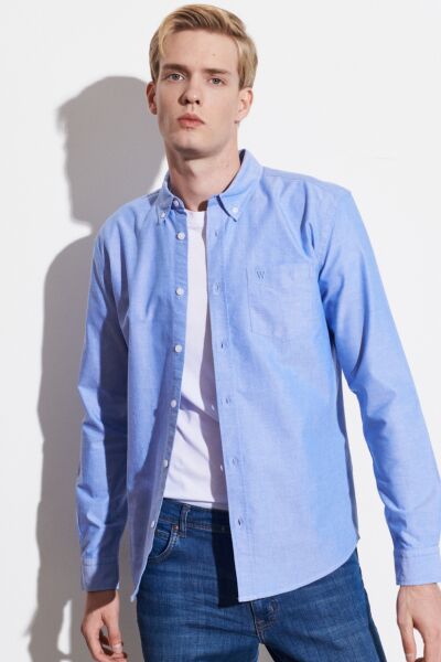 Wrangler W5A3BMX50 Mavi Erkek Tek Cepli Regular Fit Gömlek