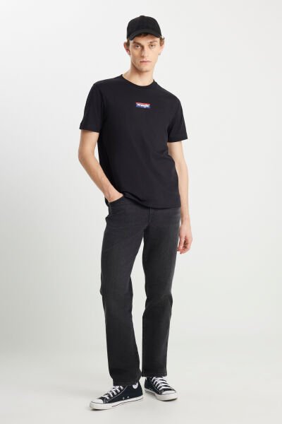 Wrangler W2510527001 Siyah Erkek Regular Fit Önden Baskılı Bisiklet Yaka T-shirt
