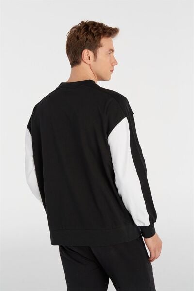 HUMMEL 921919 HMLCOSIMO Siyah Erkek Göğüsten İnce İp Yazılı İki İplik Bisiklet Yaka Sweat