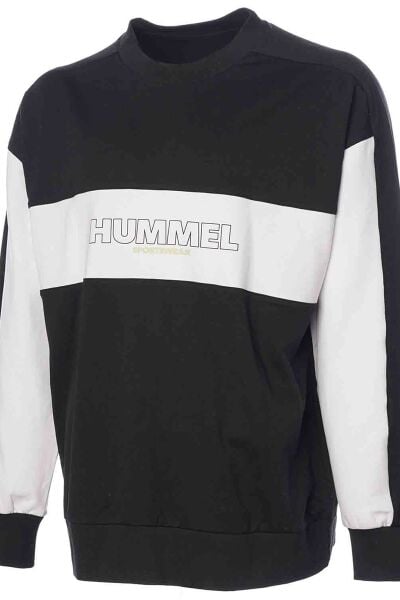 HUMMEL 921919 HMLCOSIMO Siyah Erkek Göğüsten İnce İp Yazılı İki İplik Bisiklet Yaka Sweat