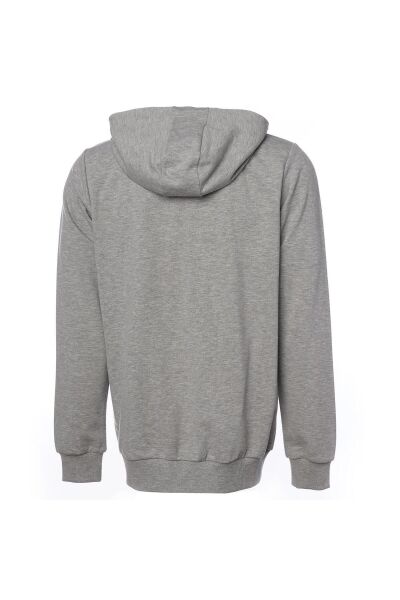 Hummel 921836 Gri Erkek Regular Fit  Fermuarlı Kapüşonlu Sweat