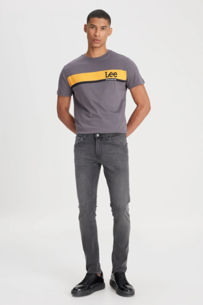 Lee L211034003 Antrasit Erkek Luke Slim Fit Dar Kesim Normal Bel Daralan Paça Esnek Kot Pantolon