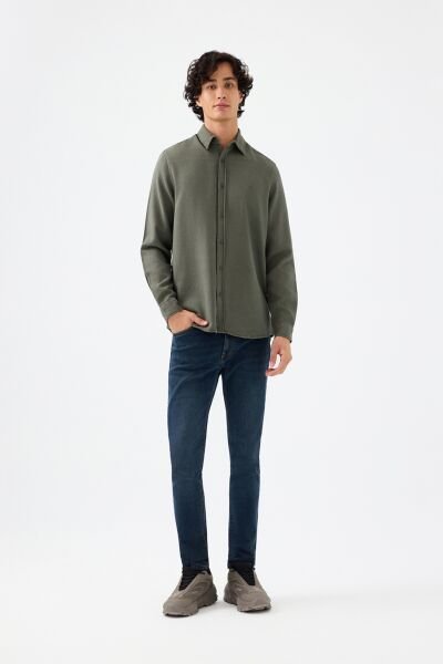 Loft LF2037219 Haki Erkek Regular Fit Uzun Kol Gömlek