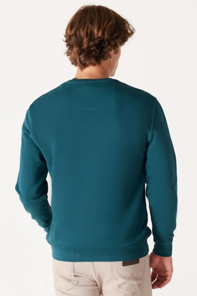 Wrangler W6F3I3G03 Yeşil-Beyaz Önü Wrangler Baskılı Bisiklet Yaka Erkek Sweat