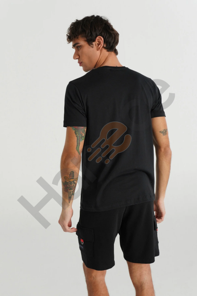 Hummel 912141-2001 HMLMEMBER Siyah Erkek Belden Ok İşaretli Logolu Göğüsten Kabartmalı Bisiklet Yaka Tshirt