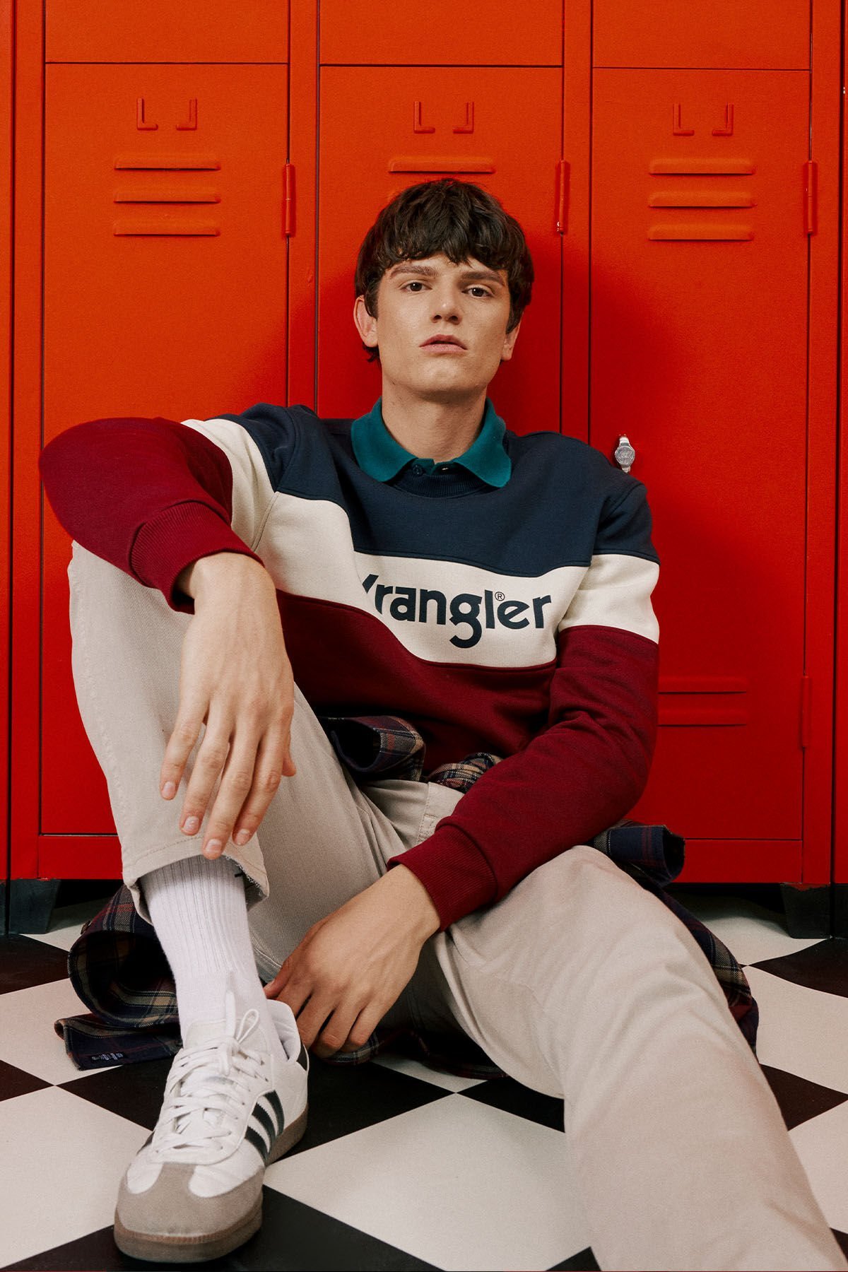 Wrangler W242284810 Bordo Erkek Bisiklet Yaka İçi Polarlı Regular Fit Sweat