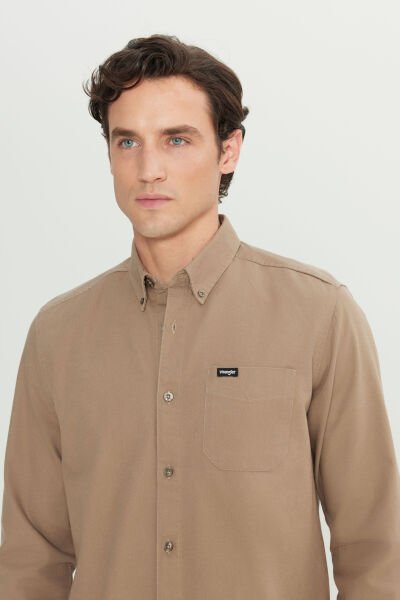 Wrangler W241464208 Vizon Erkek Uzun Kollu Kışlık Göğüsten Tek Cepli Gömlek