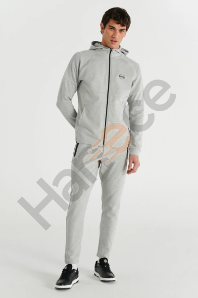 Hummel 931276-2006 HMLINTER PANTS Gri Erkek Fermuarlı Cep Dar Paça Eşofman Altı