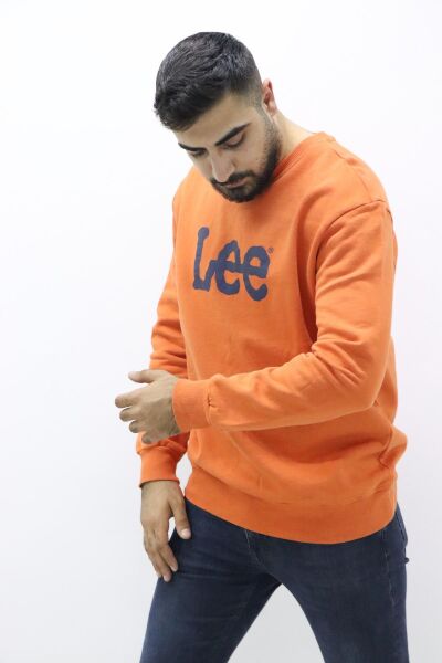 Lee L80XTJBH  Önü Baskılı Erkek Turuncu  Sweatshırt