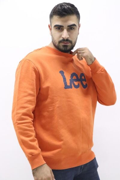Lee L80XTJBH  Önü Baskılı Erkek Turuncu  Sweatshırt