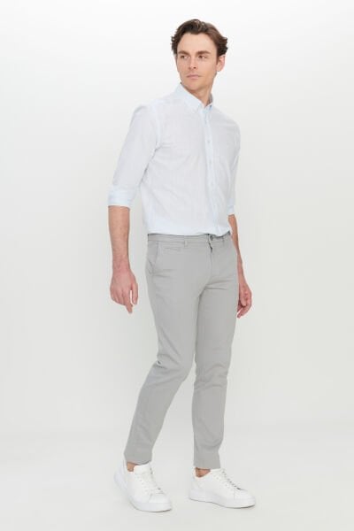 Altınyıldız ACE001252192 Gri Erkek Slim Fit Yandan Cepli Kumaş Pantolon