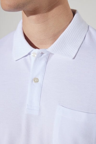 Altınyıldız 4A9000000002 Beyaz Erkek Tek Cepli Polo Yaka T-shirt