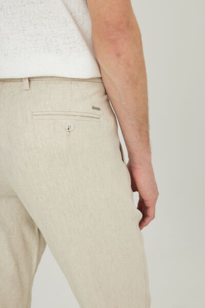 Altınyıldız ACE001252130 Bej Erkek Slim Fit Keten Pantolon