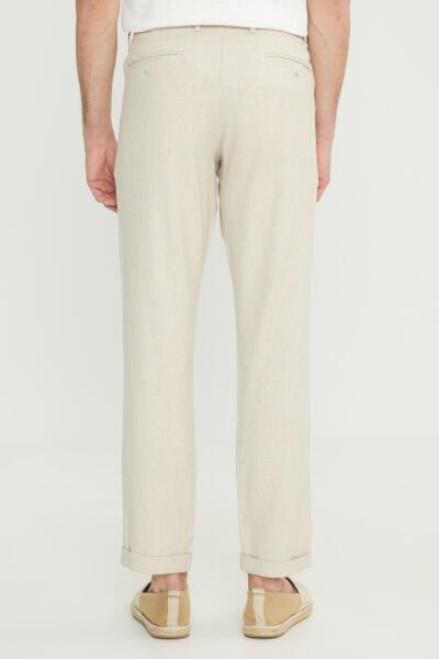 Altınyıldız ACE001252130 Bej Erkek Slim Fit Keten Pantolon