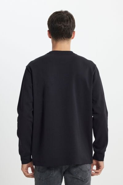 Lee L242498001 Siyah Erkek Bisiklet Yaka Soldan Cep Detaylı Üç İplik Sweat