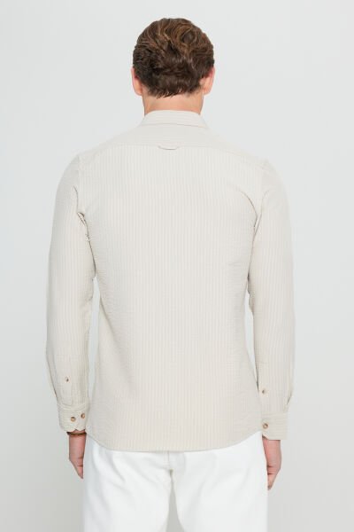 Altınyıldız ACE020252171 Bej  Erkek Taılored Slim Fit Uzun Kol Gömlek
