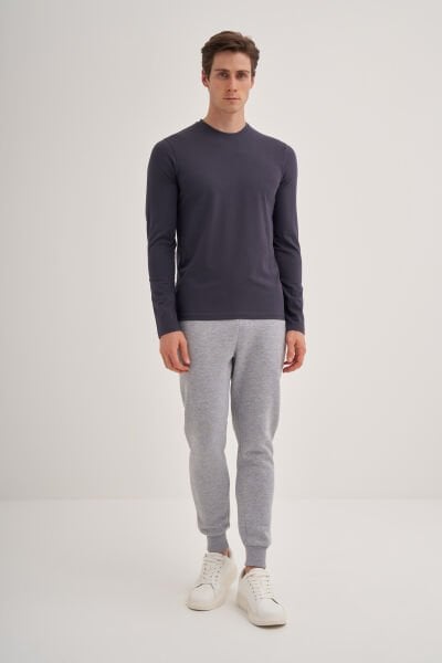 Cazador 24YCEEO05606 Antrasit Erkek Slim Fit Basic Bisiklet Yaka Dar Kesim Likralı Sweat