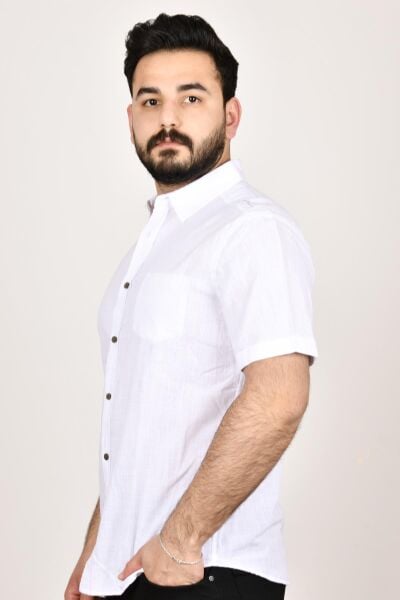 Loft 2024492 Erkek Beyaz Kısa Kol Cepli Gömlek