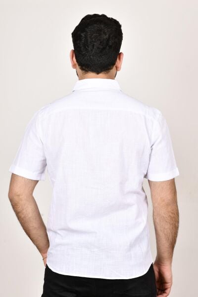 Loft 2024492 Erkek Beyaz Kısa Kol Cepli Gömlek