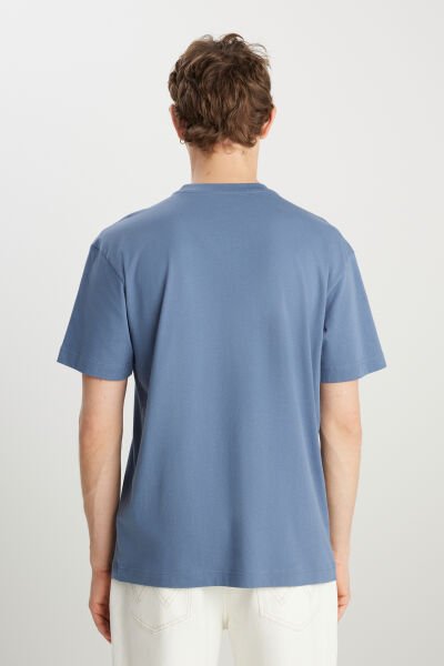 Wrangler MW7NM203877223 Mavi Erkek Relax Fit Bisiklet Yaka T-shirt