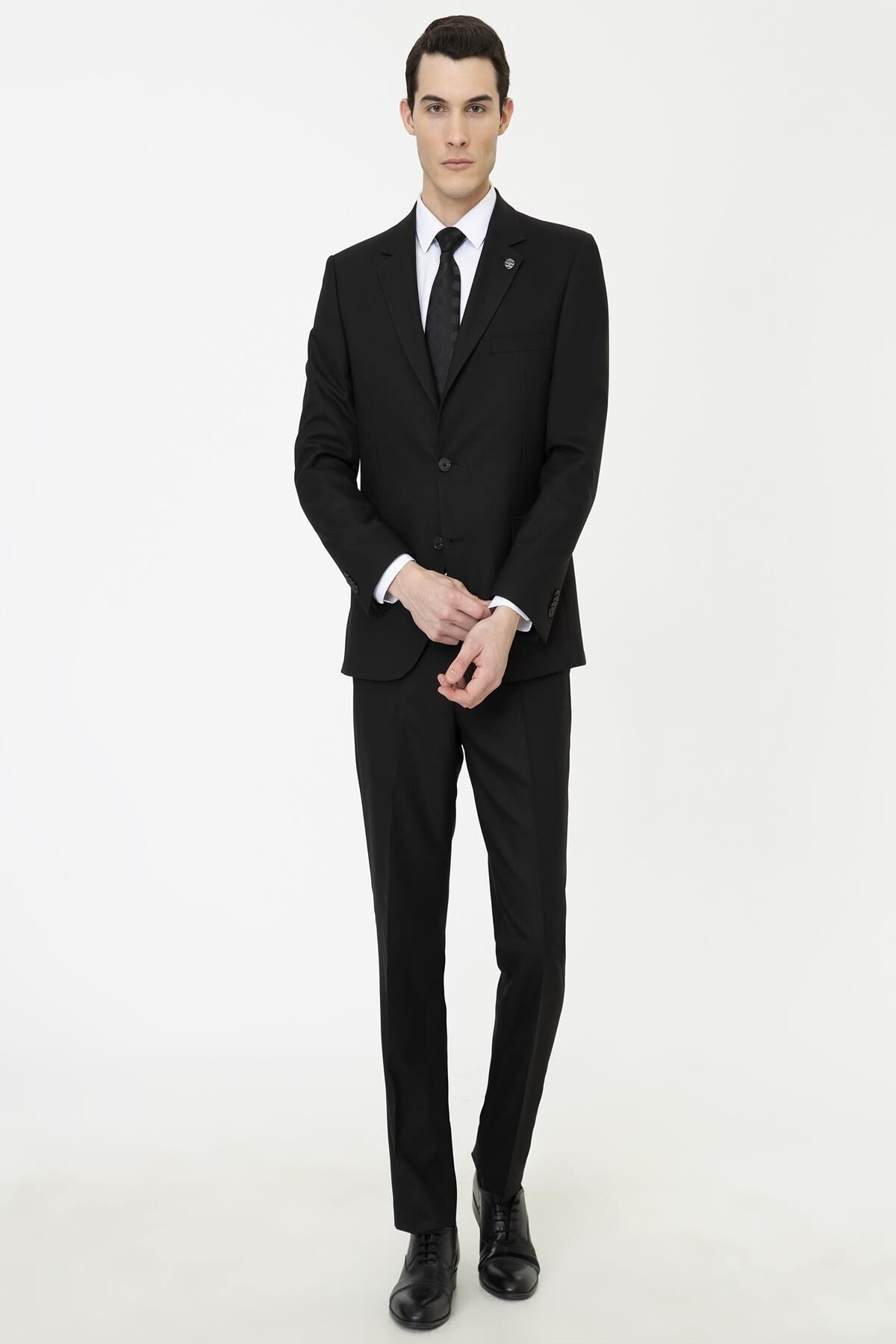 Pierre Cardin 1380937 Erkek Siyah Slim Fit Takım Elbise