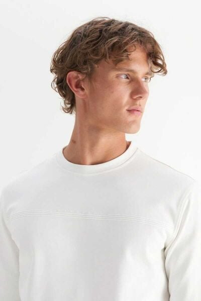 Wrangler W2520534100 Beyaz Erkek Baskılı Regular Fit Bisiklet Yaka Sweatshirt