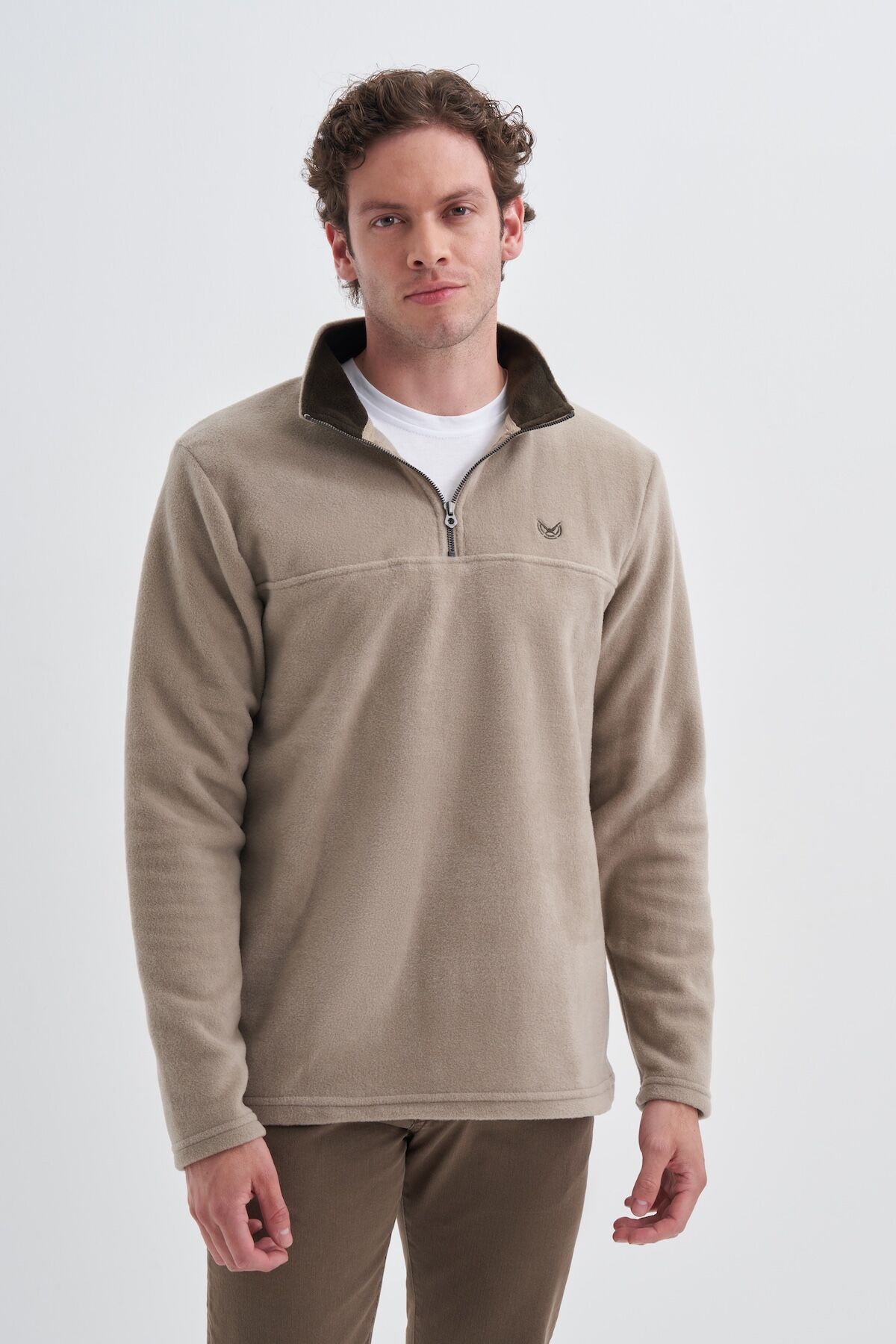 Cazador 24KCEEO05632 Bej Önü Fermuarlı Erkek Polar Sweat