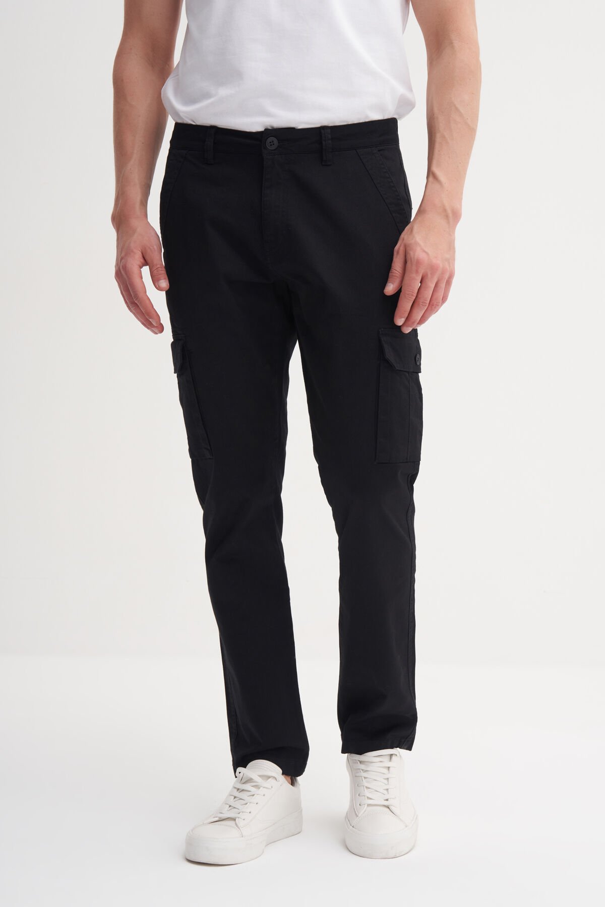 Cazador 25YCEEDT0012 Siyah Erkek Rahat Kalıp Yandan Cepli Kargo Pantolon