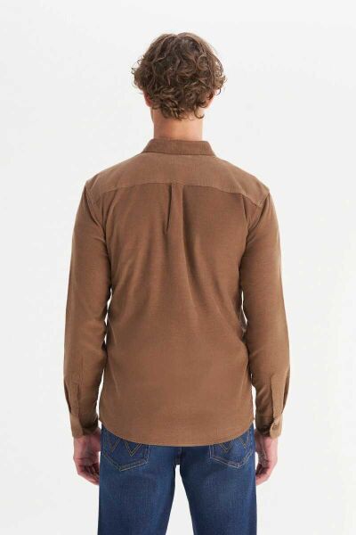 Wrangler MW5A14A211 Camel Erkek Tek Cepli Regular Fit Kadife Gömlek