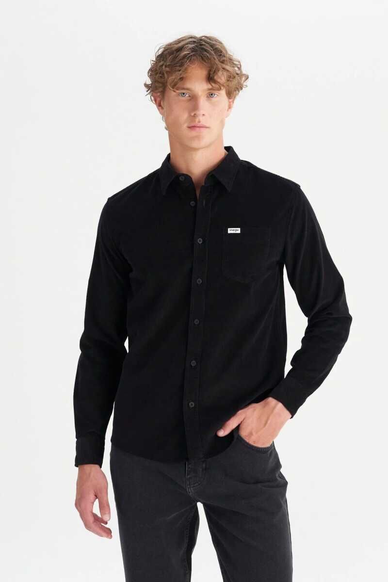 Wrangler MW5A14A100 Siyah Erkek Tek Cepli Regular Fit Kadife Gömlek