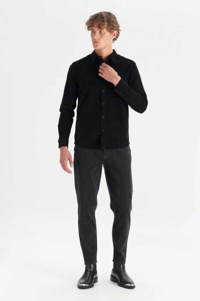 Wrangler MW5A14A100 Siyah Erkek Tek Cepli Regular Fit Kadife Gömlek