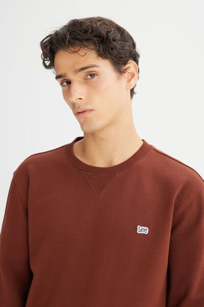LEE L81IRY906 Kahverengi Erkek Bisiklet Yaka Regular Fit Sweatshirt