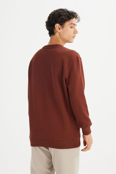 LEE L81IRY906 Kahverengi Erkek Bisiklet Yaka Regular Fit Sweatshirt