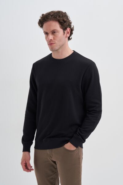 Cazador B56060 Siyah Bisiklet Yaka Slim Fit Sweatshirt