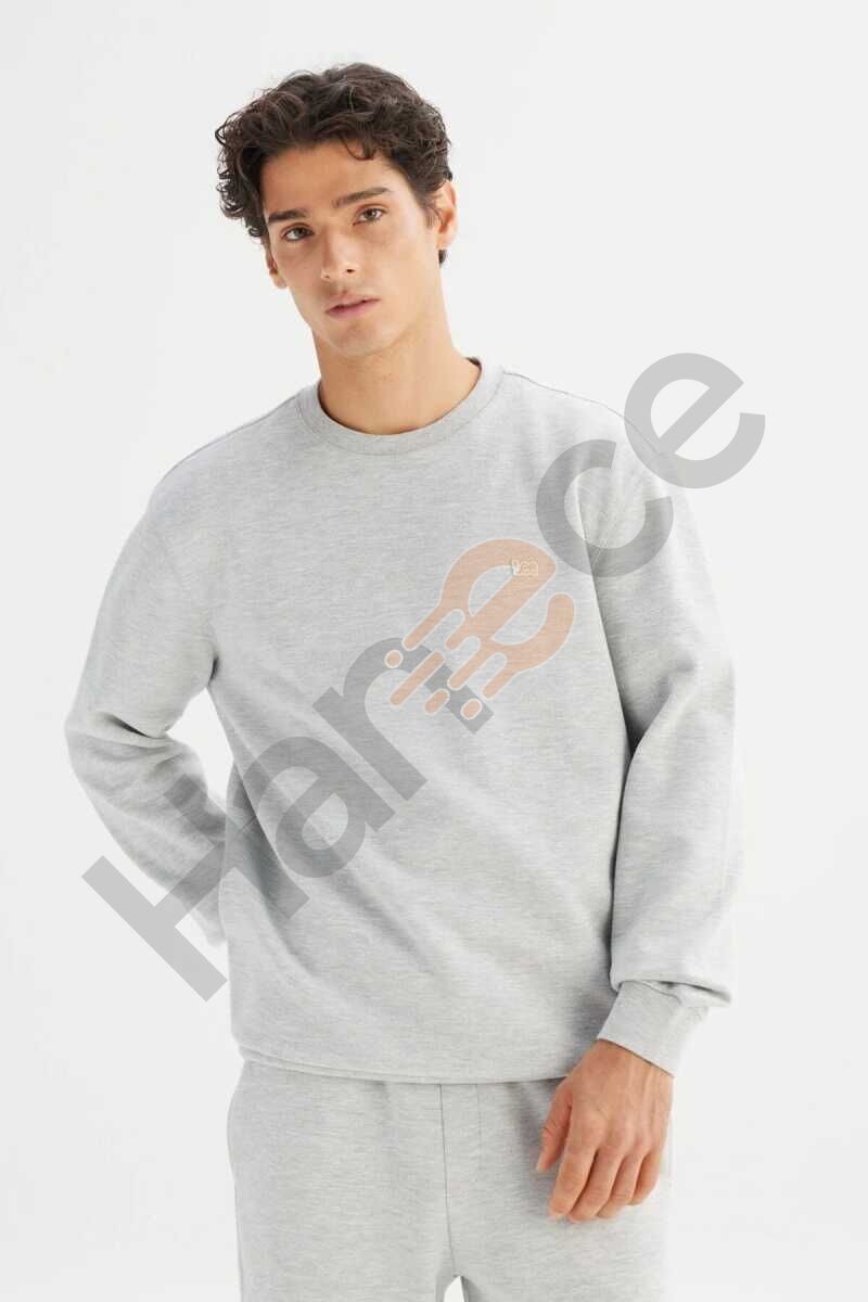 LEE L252030836 Gri Erkek Bisiklet Yaka Regular Fit Sweatshirt