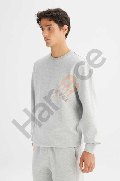 LEE L252030836 Gri Erkek Bisiklet Yaka Regular Fit Sweatshirt