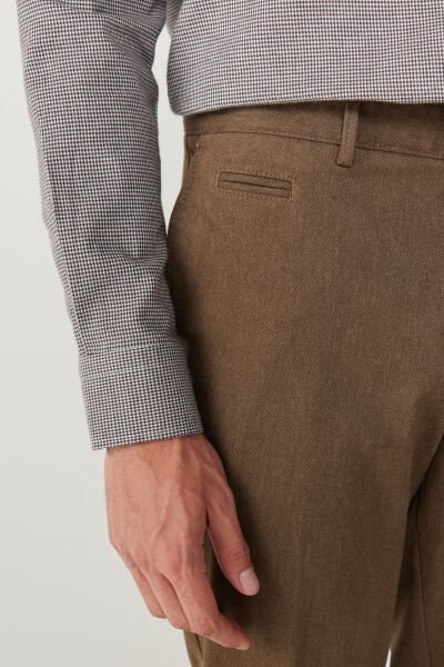 Altınyıldız 4A0124100024 Açık Kahve Confort Fit Yan Cep Keten Pantolon
