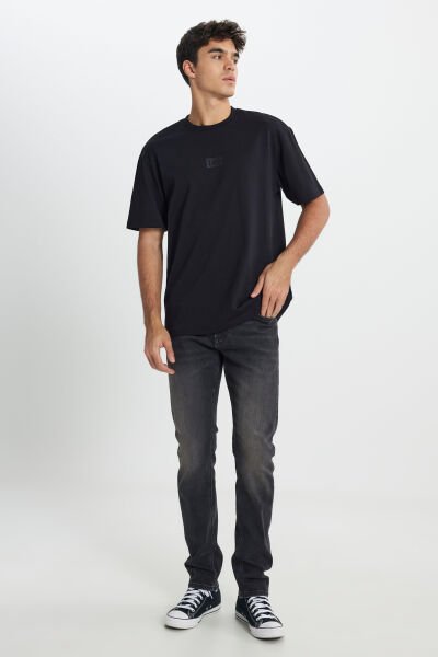 Lee L222001001 Siyah Lose Fit Bisiklet Yaka Erkek %100 Pamuklu T-shirt
