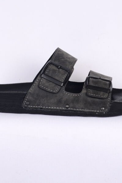 Pierre Cardin 7241 Gri Nubuk Çift Bantlı Erkek Terlik