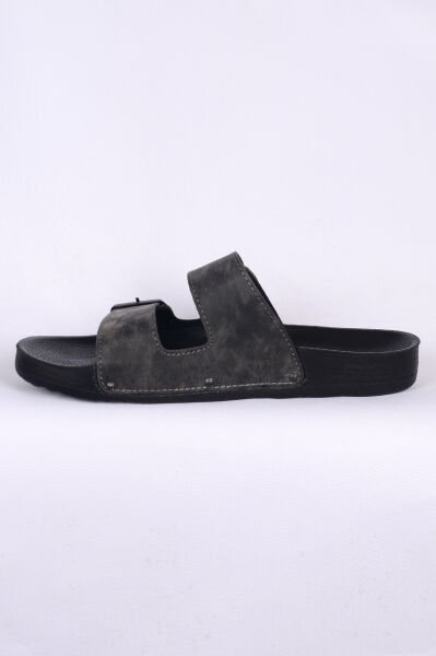 Pierre Cardin 7241 Gri Nubuk Çift Bantlı Erkek Terlik