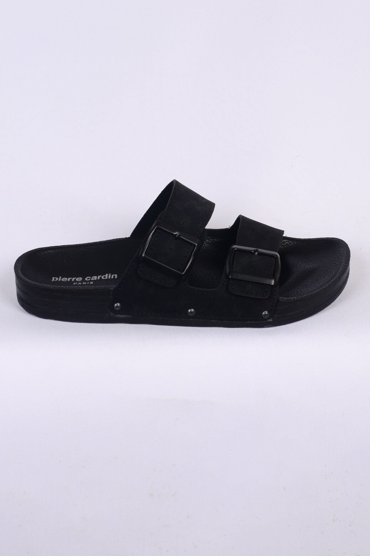 Pierre Cardin 7241 Siyah Nubuk Çift Bantlı Erkek Terlik
