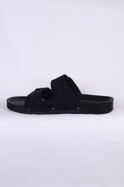 Pierre Cardin 7241 Siyah Nubuk Çift Bantlı Erkek Terlik