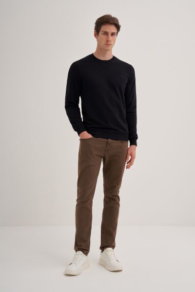 Cazador 56100 Siyah Erkek Bisiklet Yaka 2 İplik Slim Fit Sweatshirt