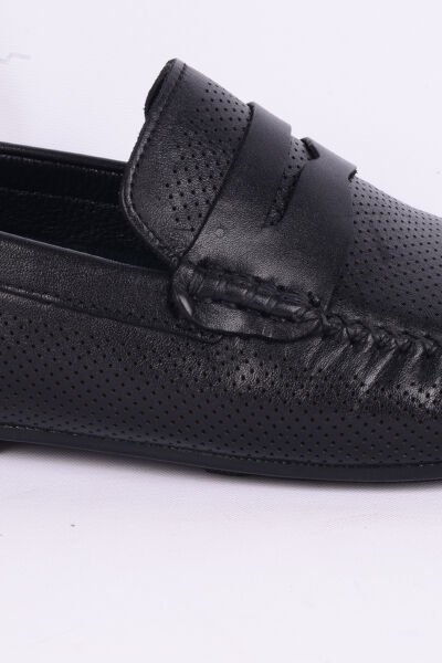 New Onix 199 Deri Rahat Taban Desenli İnce Taban Hafif Rahat Esnek Siyah Günlük Erkek Ayakkabı