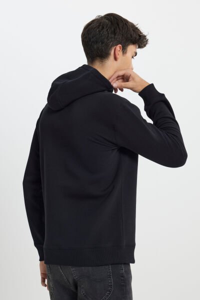 Lee L242168001 Siyah Erkek Kapüşonlu Önü Baskılı Yazı Detaylı Üç İplik Sweat