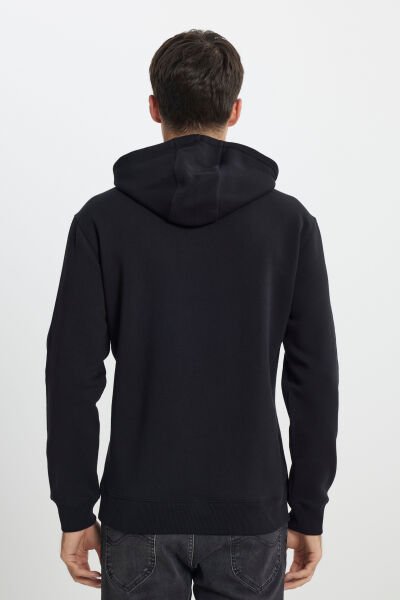Lee L242168001 Siyah Erkek Kapüşonlu Önü Baskılı Yazı Detaylı Üç İplik Sweat