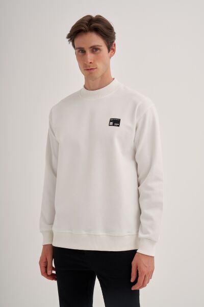 Cazador 52480 Ekru Erkek Bisiklet Yaka Relax Fit 2 İplik Sweatshirt