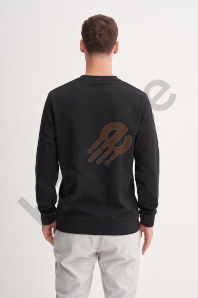 Cazador 53270 Siyah Erkek Bisiklet Yaka Önü Baskılı Regular Fit Sweatshirt