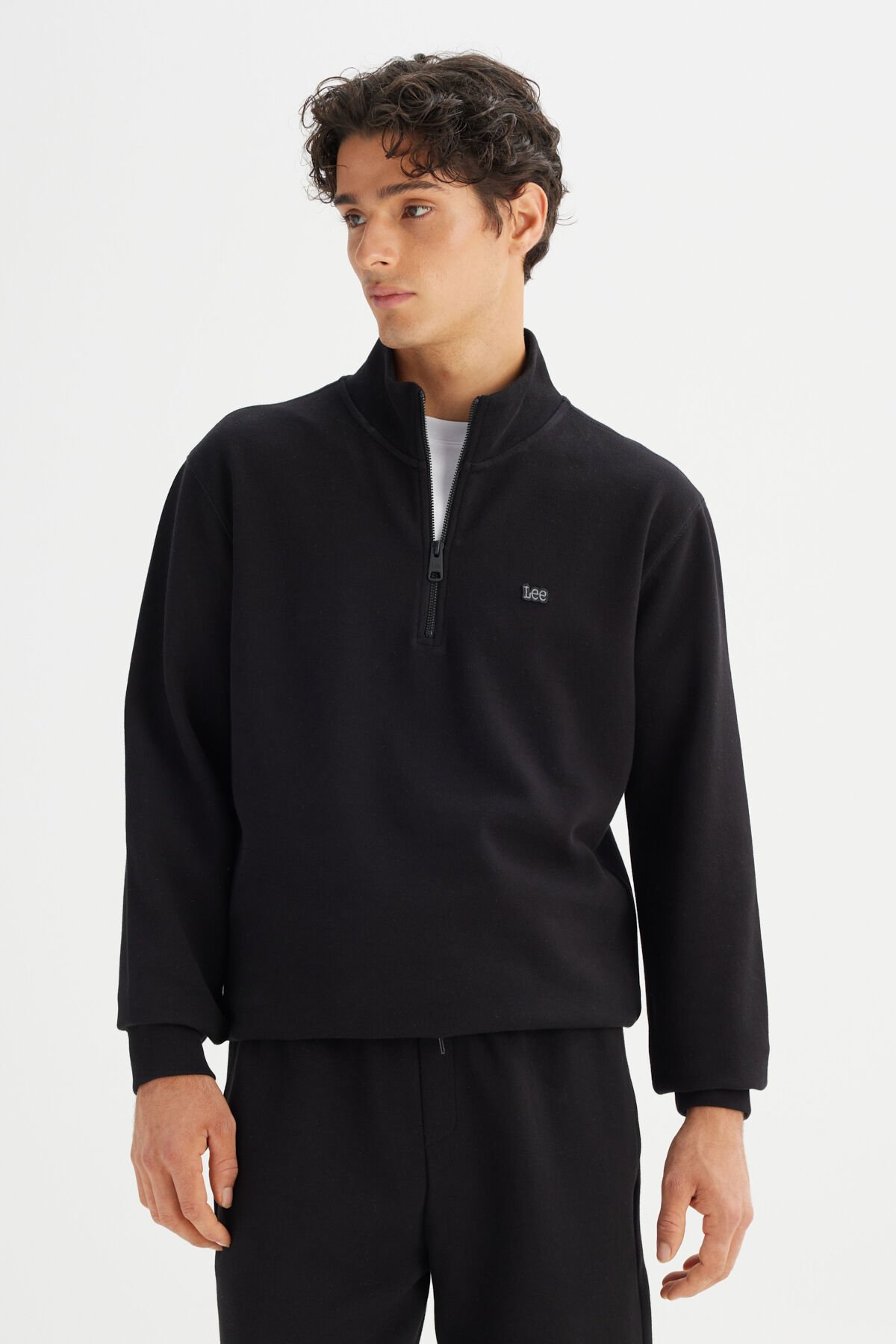 LEE L2520312001 Siyah Erkek Yarım Fermuarlı Regular Fit Sweatshirt